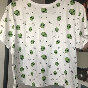 White alien crop top